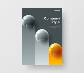 Original realistic spheres booklet template. Creative company identity design vector layout.