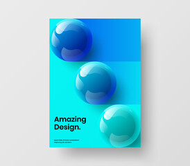 Premium realistic spheres flyer layout. Simple pamphlet A4 vector design concept.