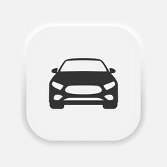 Car front view icon. Auto or vehicle symbol in neumorphism style. Vector EPS 10