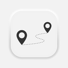 Directions to destination icon. Point of departure and arrival symbol in neumorphism style. Vector EPS 10