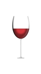 Close up Realistic 3d Detailed Empty of Red Wine Glass for dinner, party set and Celebration on a Transparent Background. Vector illustration 