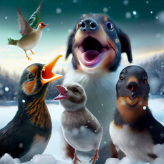 Fototapeta premium Excited Christmas Animals