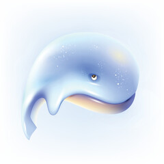 3d illustration of a cute little whale. Animal characters isolated on white background.