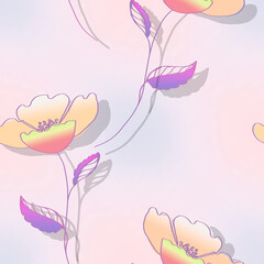 Floral digital seamless pattern. Apply for fabric design, textile, wallpaper, packaging, wallpaper.