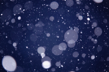 Snowflakes are flying. The tank is white on black. Snow background.
