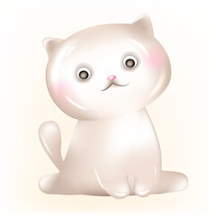 3d illustration of a cute kitten. Animal characters isolated on white background.
