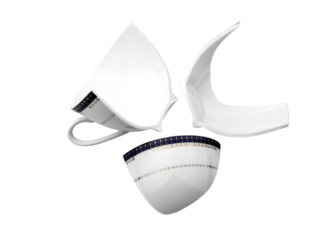 Broken porcelain cup isolated