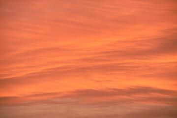 Sky light after sunset. orange background, clouds