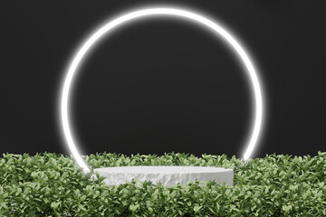 white podium Blank product shelf standing backdrop black background.