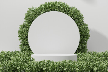 Empty podium Blank product shelf standing backdrop.