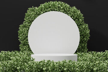 white podium Blank product shelf standing backdrop black background. 3D rendering