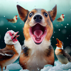 Excited christmas animals