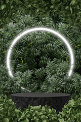 black Empty podium Blank product shelf standing backdrop.