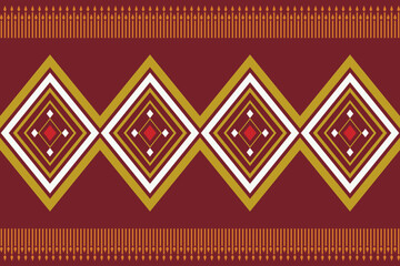 Ethnic fabric pattern geometric style. Sarong Aztec Ethnic oriental pattern traditional red background. Abstract,vector,illustration. use for texture,clothing,wrapping,decoration,carpet.