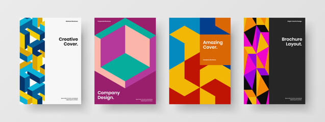 Fototapeta premium Trendy geometric pattern booklet layout set. Isolated leaflet A4 vector design concept composition.