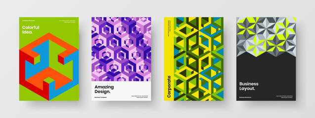 Obraz premium Premium corporate brochure design vector concept bundle. Original geometric pattern journal cover template composition.
