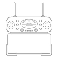 Delivery copter remote controller Coloring book. Modern autonomous drone for drone order delivery.