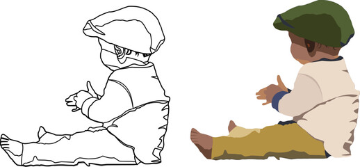 black child sitting on the ground-