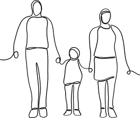 simplicity family freehand continuous line drawing.