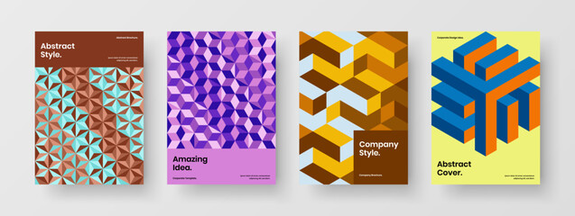 Simple banner vector design layout composition. Modern geometric tiles company cover illustration bundle.