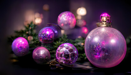 Obraz premium Purple Christmas decoration. AI generated.