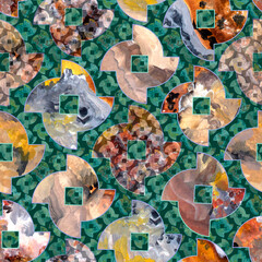Artistic geometric digital seamless pattern. Apply for fabric design, textile, packaging, wallpaper.