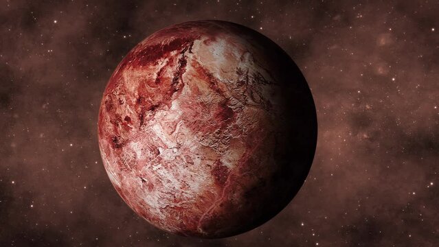 3d Makemake Fictional planet zoom in on space with star galaxy