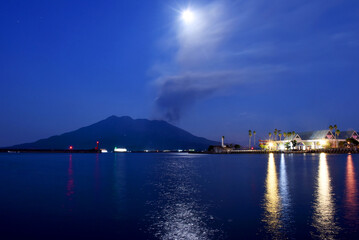 Naklejka na ściany i meble Sakurajima - an active volcano, formerly an island and now a peninsula, in Kagoshima Prefecture in Kyushu