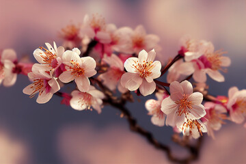 Obraz premium Pink sakura flowers. AI generated.