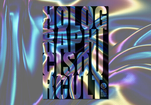 Bold Typography Poster Layout with Holographic Gradient