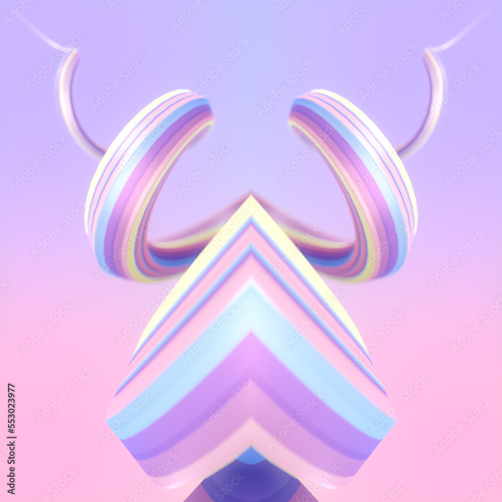 Aufkleber 3d rendering digital illustration of neon color magical shape. optical illusion. digital background