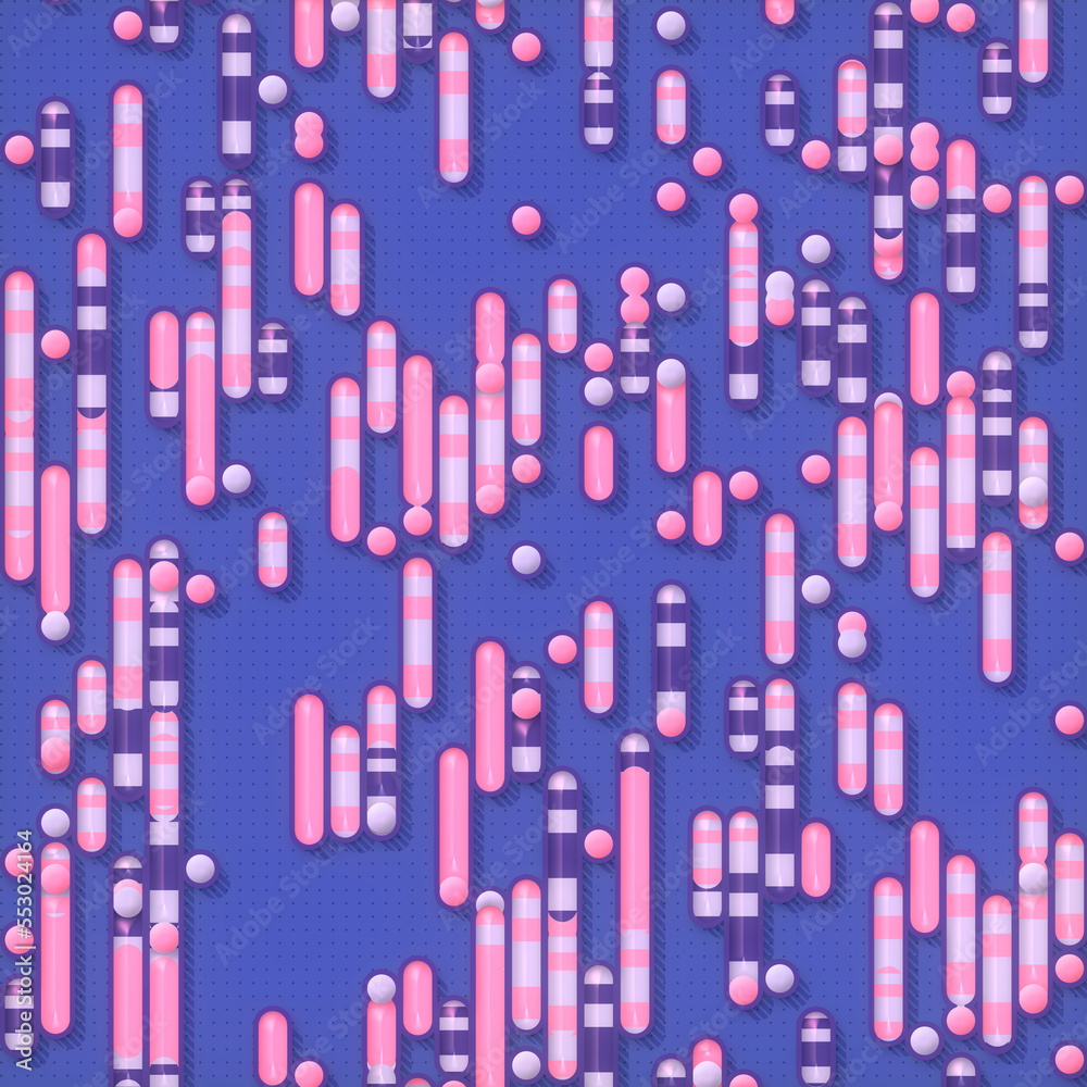 Fototapete Abstract geometric three dimensional lines and dots with a trendy gradient. 3d rendering digital illustration