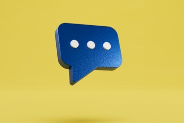 the concept of sending online messages. Message icon on a yellow background. 3D render