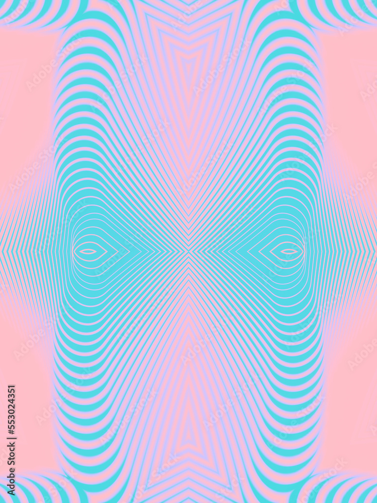 Poster neon colored pattern of lines, on a blue background. abstract modern art design. 3d rendering digita