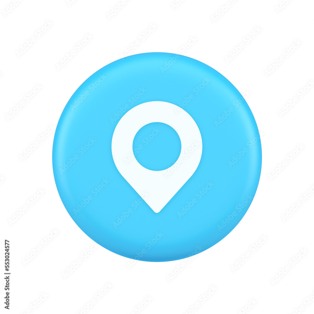 Poster gps map pin location service button application direction distance pointer 3d realistic icon