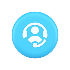 Customer support helpdesk assistance button call helpline connection 3d realistic icon