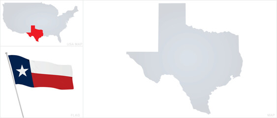 Texas flag and map. vector illustration