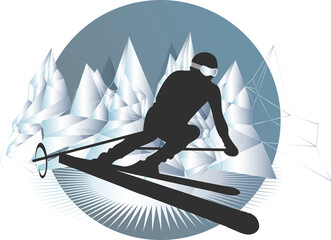 Skifahrer in den Bergen im Winterurlaub oder Sport