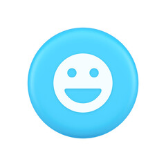 Fototapeta premium Smiley emoticon comic face emoji button laughing social network reaction happy 3d icon