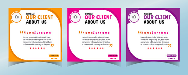 Modern and creative client testimonial social media post design customer service feedback review