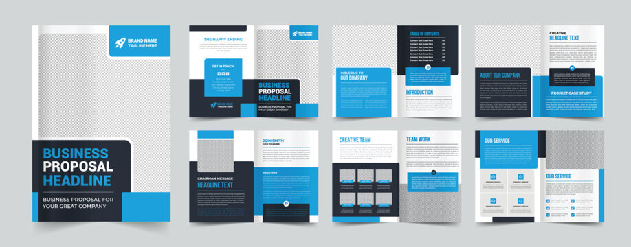 company profile brochure template layout design, 12 pages corporate brochure design template, Minimal Business Brochure template design