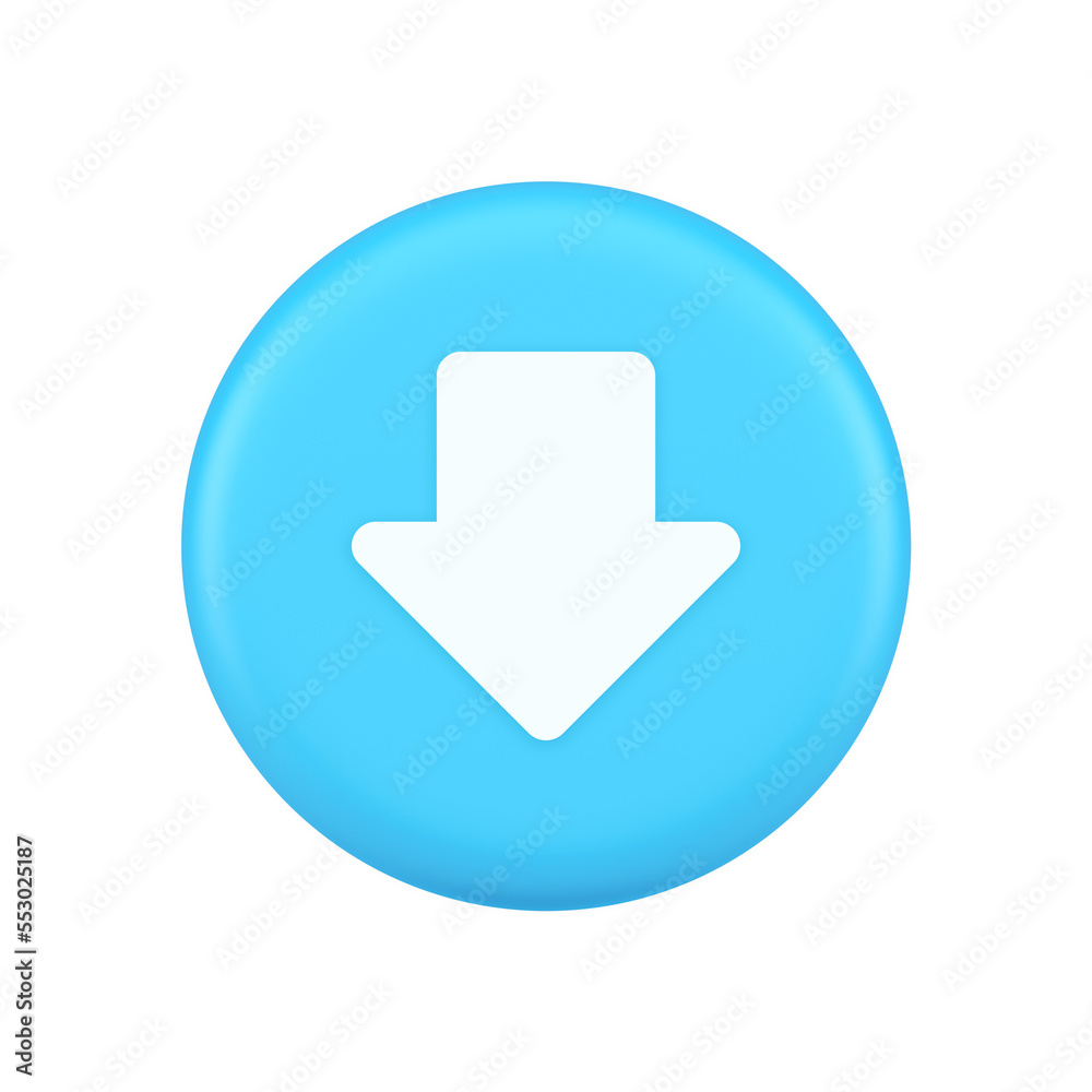 Poster arrow down button keyboard navigation pointer cyberspace downloading web app 3d icon
