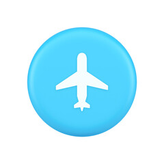 Airplane online check in button digital service passenger registration 3d realistic icon