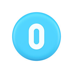 Zero character number button digital sign for math counting cyberspace communication 3d icon