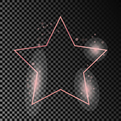 Rose gold glowing star shape frame