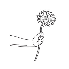 hand with flower vector