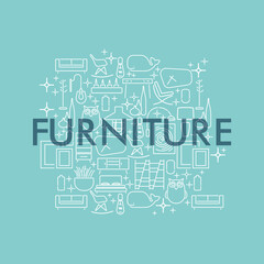 Graphical cover with Elements of interior. Linear furniture cover.Template for design, invitation cards,backgrounds,cover