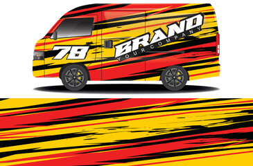 cargo van wrap sticker design. Abstract graphic line racing background kit design for vehicle wrap, race car, camper car, rally car, and more