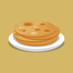 Paratha India Food. Design with cartoon.