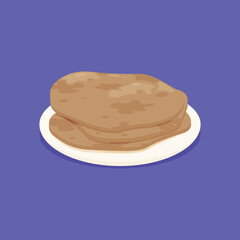 Paratha India Food. Design with cartoon.